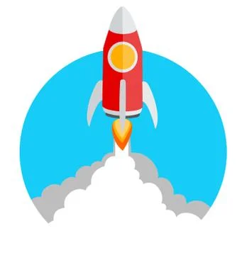 Vector illustration rocket launch icon with copy space Stock Illustration