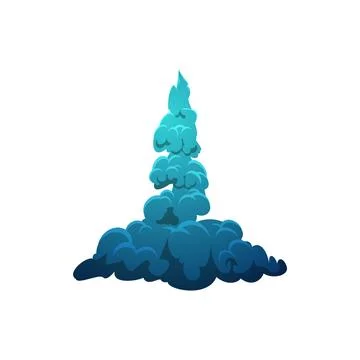 Vector illustration of rocket launch trail with smoke blue-green cloud. イラスト素材