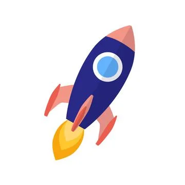 Vector illustration of a rocket that takes off. Flat style Stock Illustration
