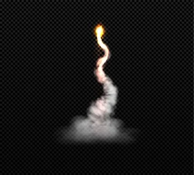 Vector illustration of rocket trail with fiery explosion. Illustration