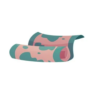 Vector illustration of rolled map with abstract green terrain marks. Stock Illustration