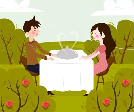 Vector illustration of romantic date of man and woman Stock-Illustration