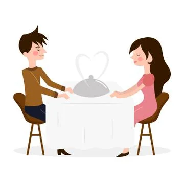 Vector illustration of romantic date of man and woman Ilustração Stock