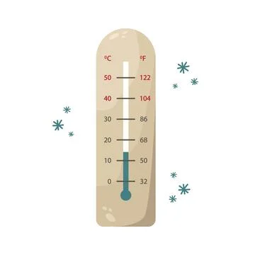 Vector illustration of a room thermometer. Low room temperature. Heating seas Stock Illustration
