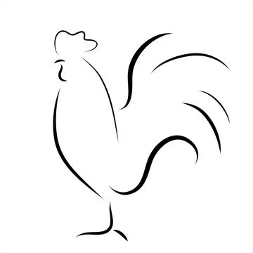 Vector illustration of rooster painted with simple lines. Symbol of poultry a Stock Illustration
