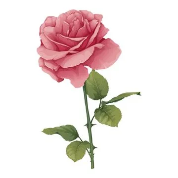 Vector illustration of a rose on an isolated background. Pink flower bud with Stock Illustration