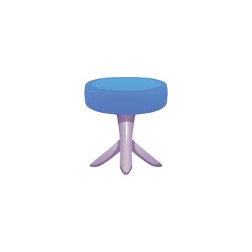 Vector illustration of round chair with soft blue seat. Interior furniture. 스톡 일러스트