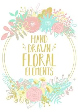 Vector illustration of a round frame, decorated with floral motifs for decora Stock Illustration
