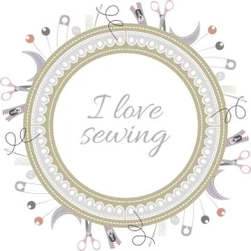 Vector illustration a round frame from objects and materials for courses of s Stock Illustration