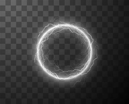 Vector illustration of a round frame with white lightning bolts on a transparent Stockillustratie