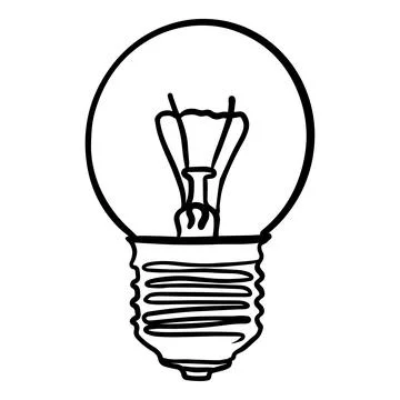 Vector illustration round incandescent light bulb LED lamp black outline Stock Illustration