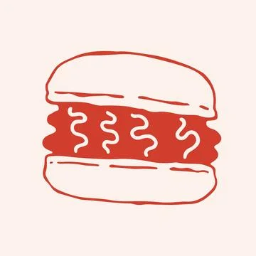 Vector illustration of a round sandwich cookie with cream filling. Hand drawn Stock Illustration