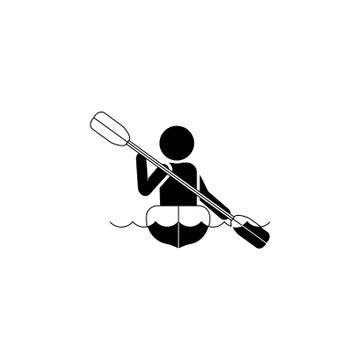 Vector illustration. Rowing icon white on a black background Stock Illustration