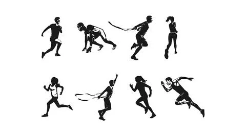 Vector illustration of running athlete silhouette Stock Illustration