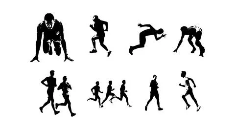 Vector illustration of running athlete silhouette Stock Illustration