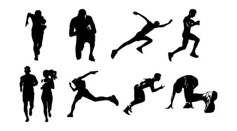 Vector illustration of running athlete silhouette Stock Illustration