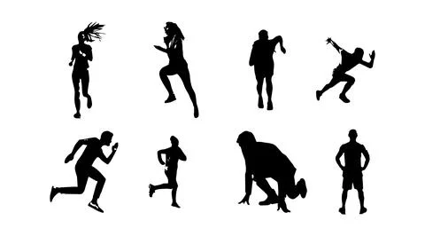Vector illustration of running athlete silhouette Stock Illustration