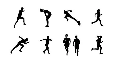 Vector illustration of running athlete silhouette Stock Illustration