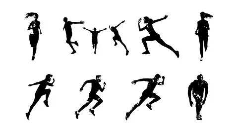 Vector illustration of running athlete silhouette Stock Illustration
