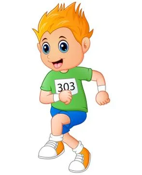 Vector illustration of Running boy cartoon Stock Illustration