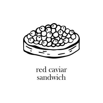 Vector illustration of a Russian dish - red caviar sandwich. Dishes for Chris Stock Illustration