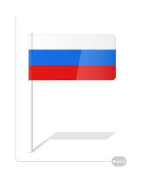 Vector illustration of the Russian flag with a plastic stick is on white. Stock Illustration