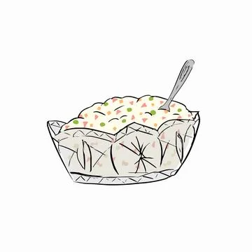 Vector illustration of Russian salad. Image of russian traditional new year s Illustrazione stock