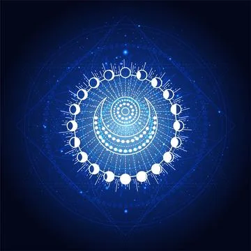 Vector illustration of Sacred geometry symbol on abstract background. Stock Illustration