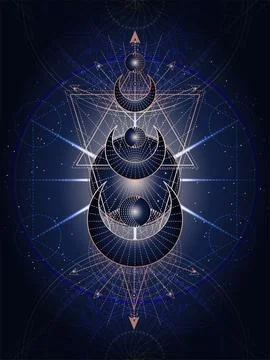Vector illustration of Sacred geometry symbol on abstract background. Stock Illustration