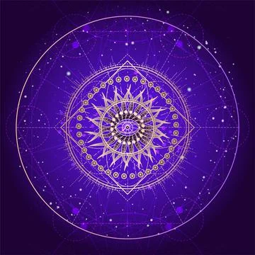 Vector illustration of Sacred geometry symbol on abstract background. Stock Illustration