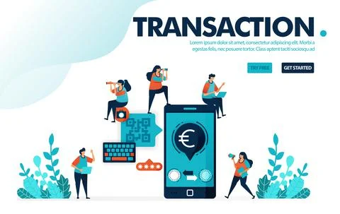 Vector illustration safe mobile banking. Transfers and bill payments with mob Stock Illustration