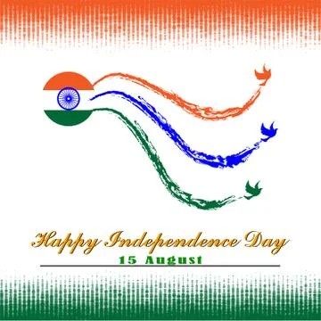 Vector Illustration saffron and green color brush background for Happy Indepe Illustrazione stock