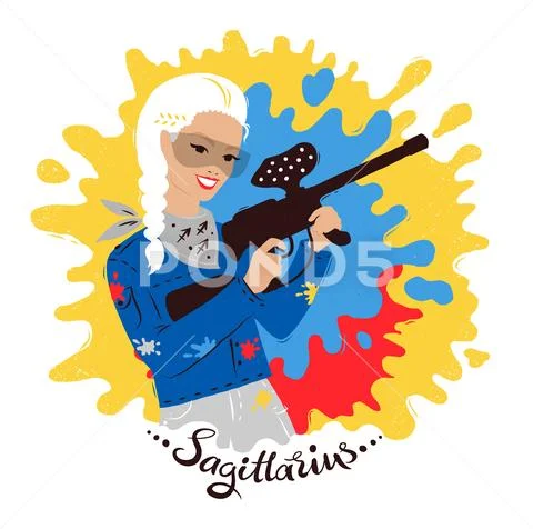 Vector illustration of Sagittarius zodiac sign. Stock Illustration