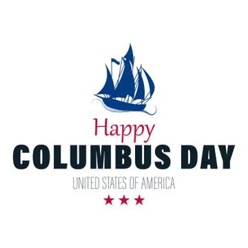 Vector Illustration of a Sailing ship floating on the sea waves. Happy Columb Stock Illustration