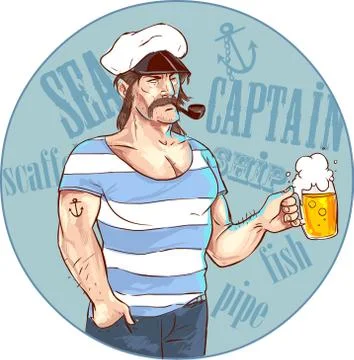 Vector Illustration of a Sailor logo design Stock Illustration