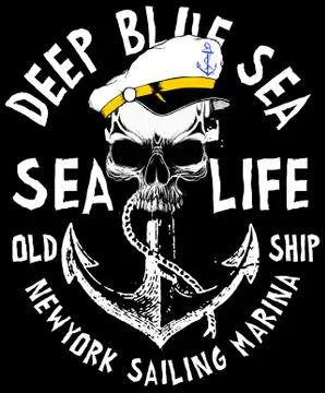 Vector illustration of sailor skull T shirt Graphic Design Stock Illustration