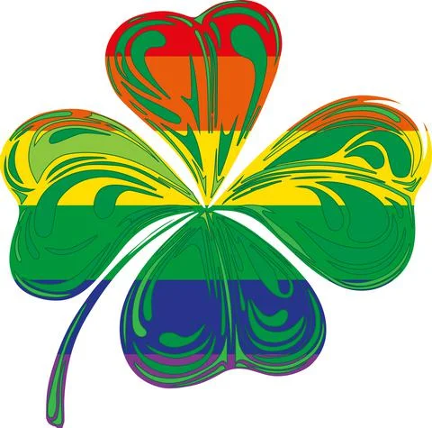 Vector illustration Saint Patrick day happy rainbow colors clover leaf Stock Illustration