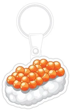 Vector Illustration of a Salmon Roe Sushi Keychain on White Background Stock Illustration