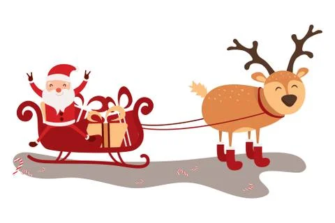 Vector illustration of Santa Claus flying with deer Stock-Illustration
