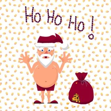 Vector illustration of Santa with gift bag full of money Illustrazione stock