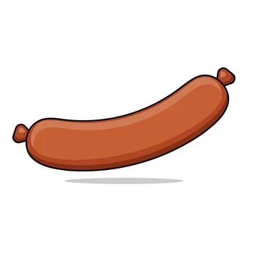 Vector illustration of a sausage. Isolated image of a sausage on a white Stock Illustration