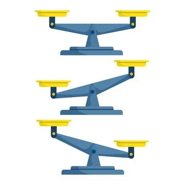 Vector illustration of scales with balanced and unbalanced bowls Stock Illustration