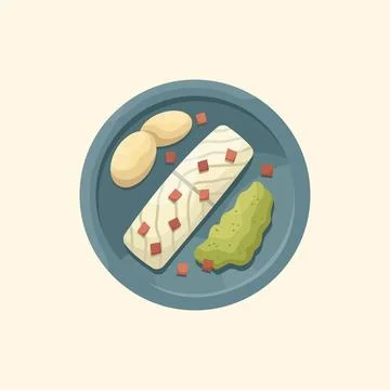 Vector illustration of an Scandinavian dish - lutfisk. Kitchen for New Year a Stock Illustration