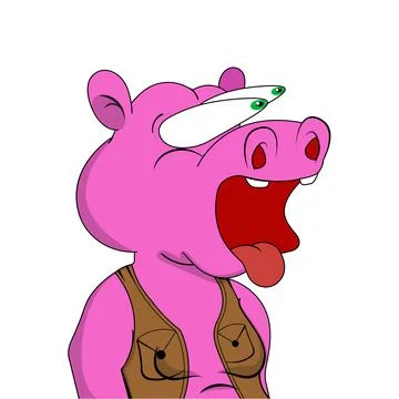 Vector illustration of scared hippo isolated on white background Stock Illustration