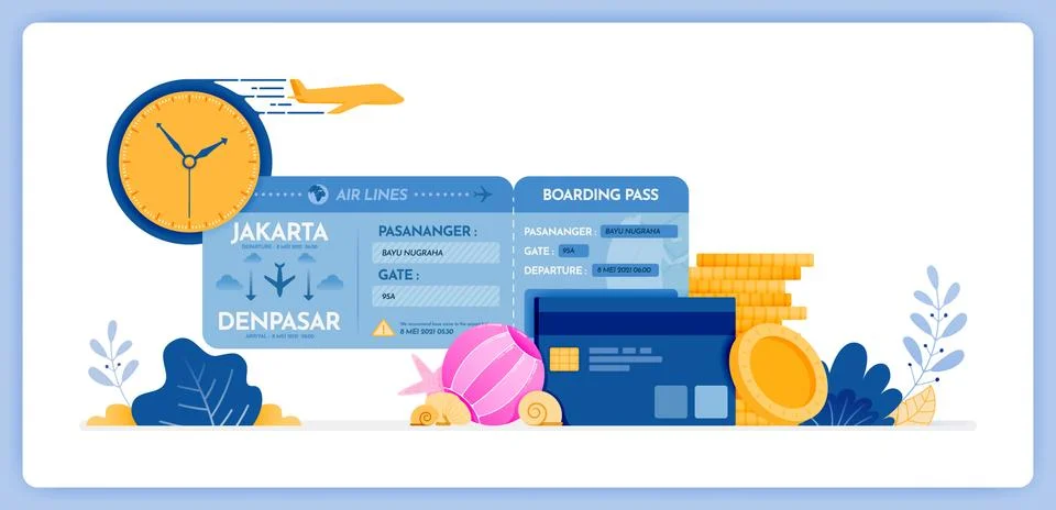 Vector illustration of schedule for purchasing flight tickets for holidays by Illustrazione stock