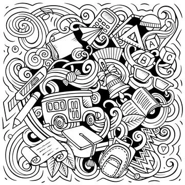 Vector illustration of school and education objects Stock Illustration