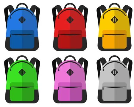 Vector illustration of school bags set. Isolated. Stock Illustration