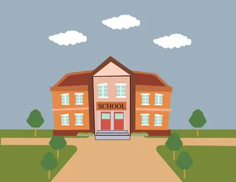 Vector illustration of school building Ilustración de archivo