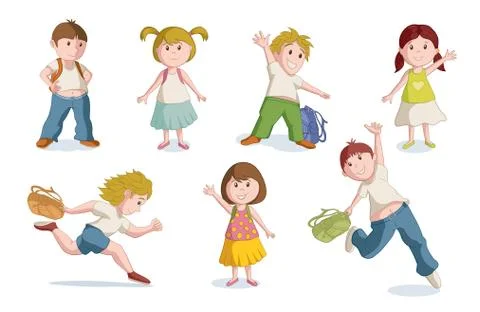 Vector illustration of school children. Illustrazione stock