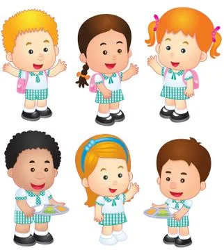 Vector illustration of  School children Stock Illustration